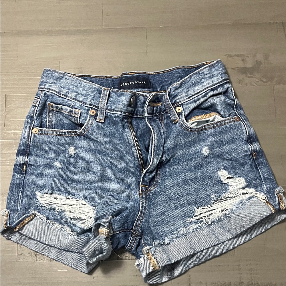 Aeropostale Distressed Blue Jean Shorts